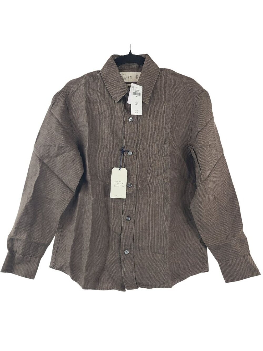 NEW The A&F Linen Collection Brown Button-Up Shirt XS 100% Linen Long Sleeve